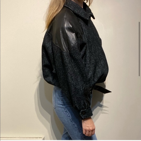 Vintage Wool & Leather Bomber Jacket - Picture 11 of 13